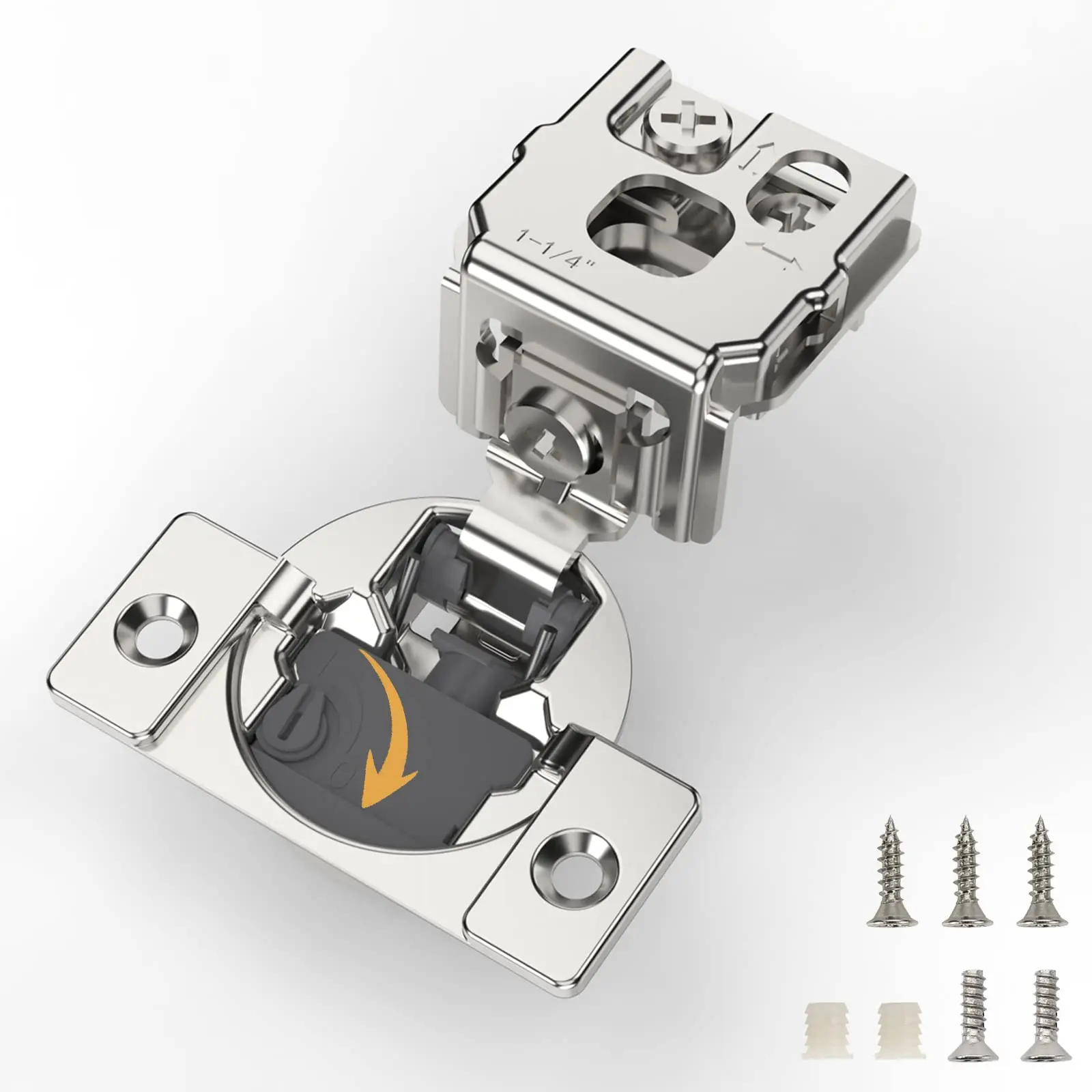 Furniware 2 Pieces 1-1/4 inch Overlay Soft Close Hinges for Kitchen Cabinet Hinges 4 Way Adjust Soft Closing Face Frame Cabinet Hinges, 105° Open