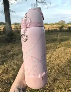 [HOT 2026]Owala FreeSip 32oz Pink Bow Insulated Stainless Steel Water Bottle – 945ml, Leak-Proof
