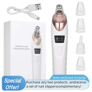 Electric Blackhead Cleaner, 1 Box USBRechargeable Facial Pore Cleaner with5 Cleansing Tips & 4 Counts Acne Acne