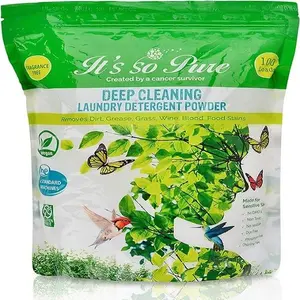 It’s So Pure All Natural Laundry Detergent Powder – Deep Cleaning, Removes Dirt, Grease, Stains – Non-toxic, Vegan, Fragrance Free Laundry for Sensitive Skin, HE Compatible (100 Loads) Household Cleaner