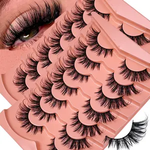 Cat Eye Lashes, 14 Pairs/2 Pack, Synthetic, Makeup, Eye End Lengthening, Slender Curling, Fluffy False Eyelashes for Dramatic Look