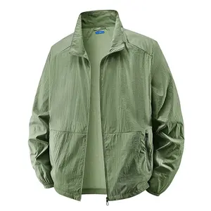 Men's Sun Protection Jacket Windbreaker Spring Summer Outdoor UV Shirt Loose Stand Collar Oversized Sunscreen Coat Fishing