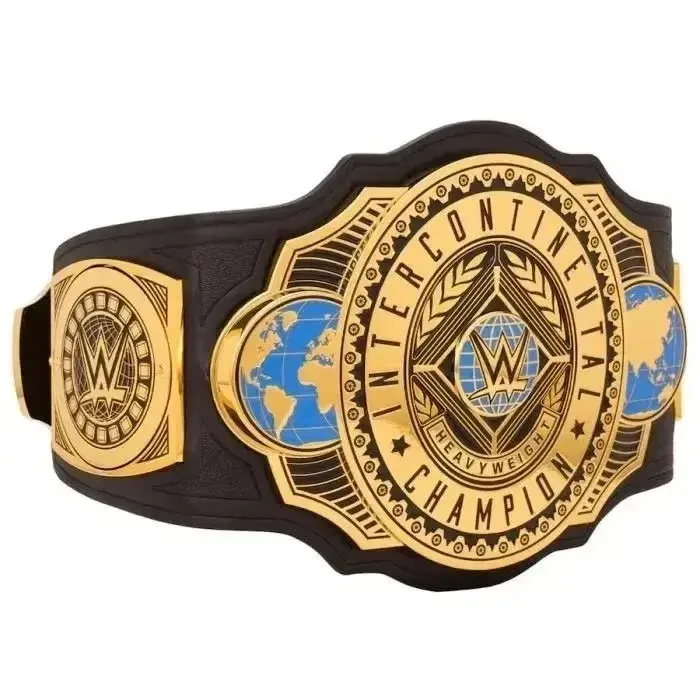 New Intercontinental Championship Wrestling Replica Title Belt - 2mm Brass, 46 Inches, Handmade Replicas, Genuine Leather, Snap Closure, Adult Collectible Sports Trophy