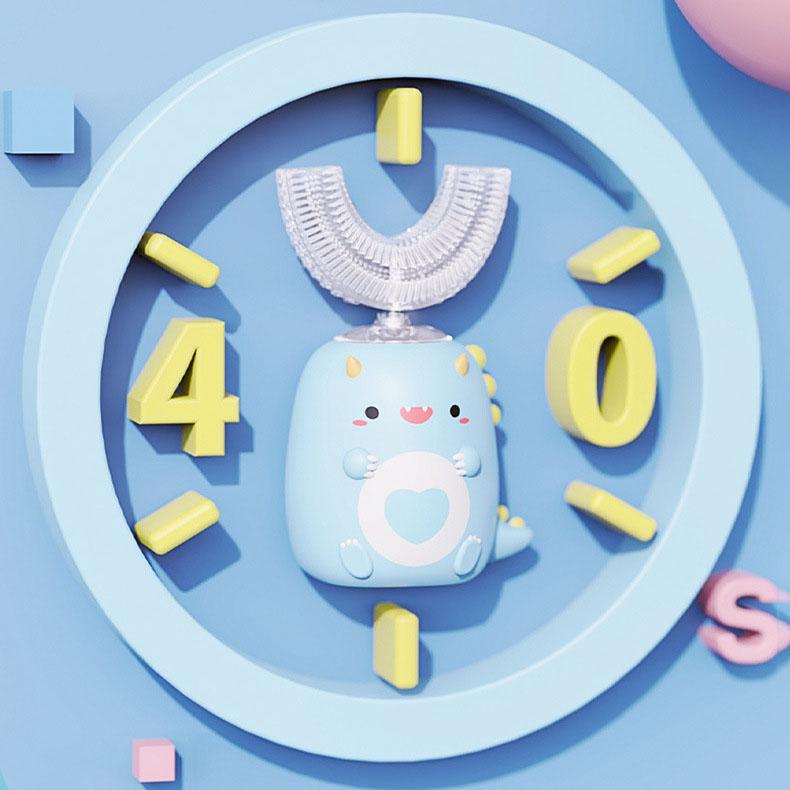 Children's C-Type Electric Toothbrush, Multi-Mode high-Frequency Sonic Vibration Toothbrush, Cute Cartoon Dinosaur Shape 360-degree Cleaning IPX7 Waterproof Design (2-12 Years Old)