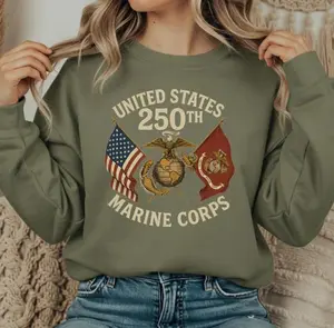 250th Marine Corps Birthday Sweatshirt, USMC Anniversay Crewneck, Military Apparel