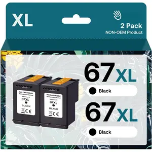 67XL High-Yield Remanufactured Ink  Replacement for  67 67XL Printer Ink HP67 for DeskJet 2755e 2700 2855e 2800 2700e 4155e 4255e 4100 Envy 6055 6055e 6455e 6400 Printer (Black, 2-Pack)