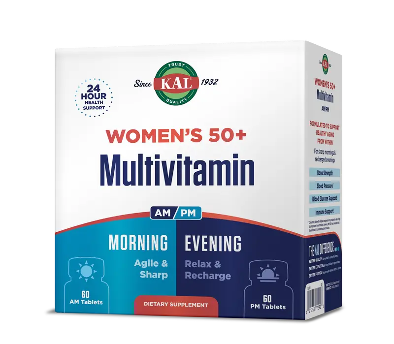 KAL Women's 50+ Multivitamin AM/PM Tablets - 24-Hour Healthcare with Vitamins, Zinc, and Dietary Supplements for Optimal Health