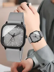 Luminous Fashion Watch Square Dial Silicone Strap Quartz Movement Casual Formal Wear Birthday Gift Anniversary Graduation