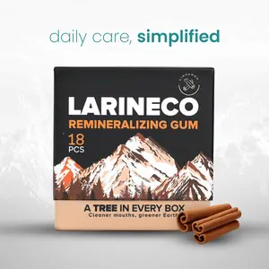 Larineco Remineralizing Gum with Nano Hydroxyapatite & Xylitol – Sugar-Free Cinnamon Xylitol Gum – Dye-Free, Aspartame-Free – Natural Base – 18 Pieces