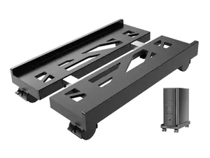Adjustable Mobile CPU Stand, Ventilated Computer Tower Stand with Telescopic Desktop Stand with Locking Caster Wheels PC Stand, Under Desk CPU Holder PC Floor Cart Computer Riser for Students and Gamers