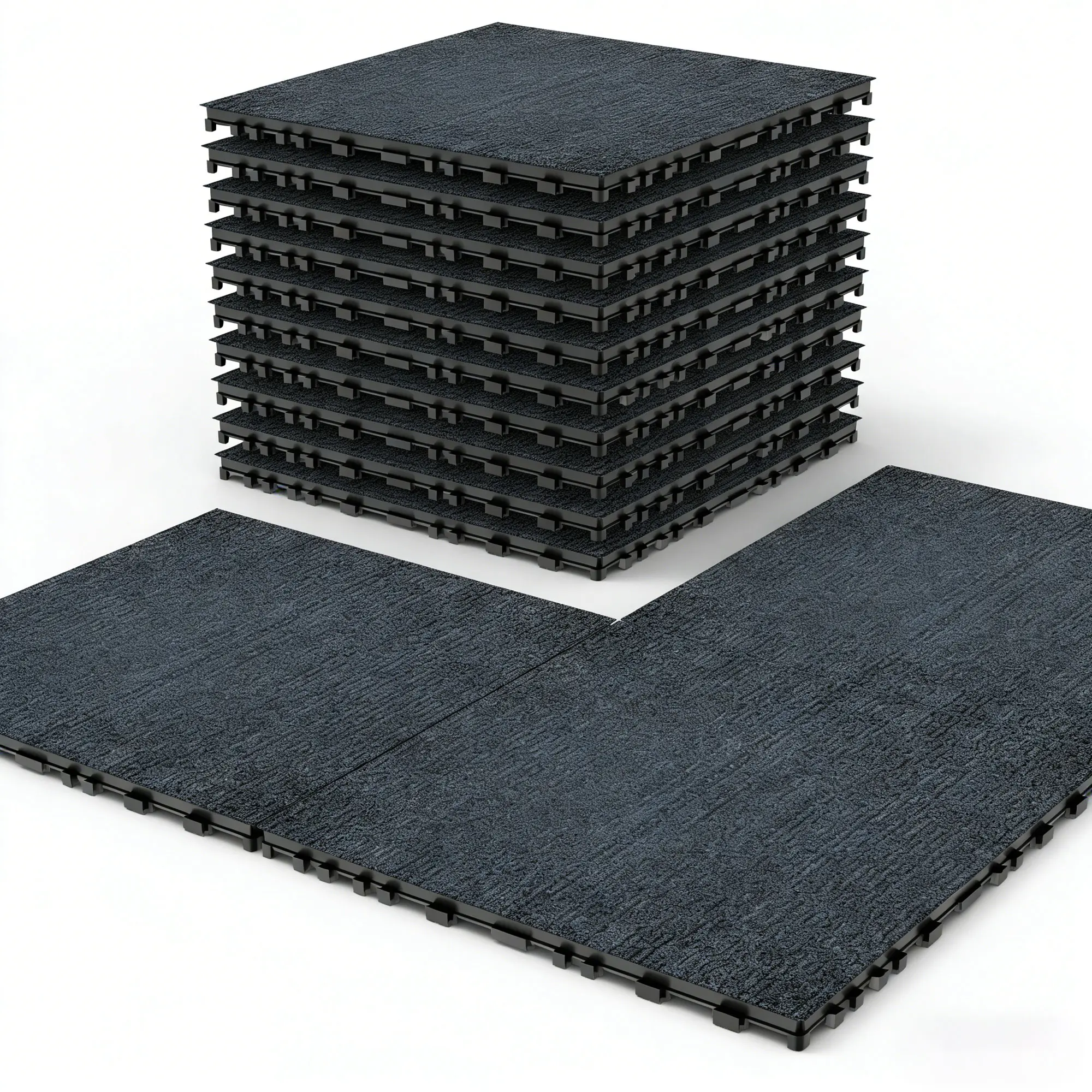 36 Pcs 12x12 in Durable HDPE High-Density Plastic Interlocking Carpet Tiles, Waterproof, Anti-Slip Grip, Easy Interlock Snaps, Efficient Drainage, Grey Marble-Look Reversible Floor Covering for Toddlers, Indoor-Outdoor Nursery Use