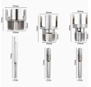 3Pcs Pipe Thread Cutting Tool, Integrated Internal & External Pipe Threading Tool PVC & Plastic Pipe Threader Kit 1/2" 3/4" 1"