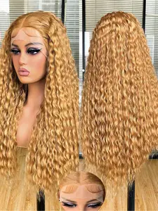 Honey Blonde Lace Front Wigs Human Hair 180% Density 13x4 HD Transparent Lace Frontal Wigs Human Hair Pre-Plucked For Women 10A Glueless Wigs Human Hair With Baby Hair Human Curly Wig