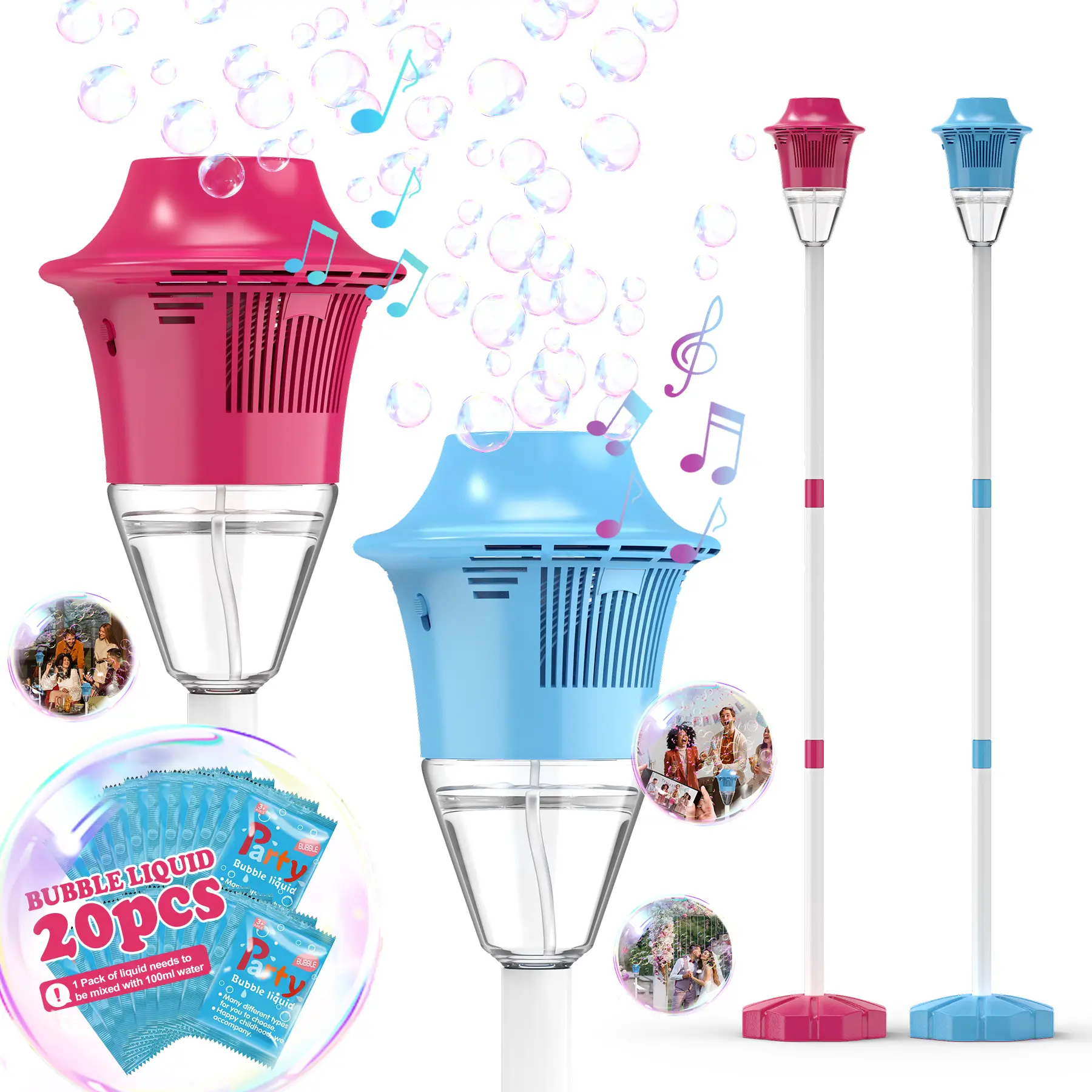 【FREESHIP-NEW】Hosim Bubble Maker with Telescopic Stand, Over 20,000 Bubbles Per Minute,Automatic Bubble Blower,Outdoor Fun, Portable Bubble Machine for Kids,bubble machine
