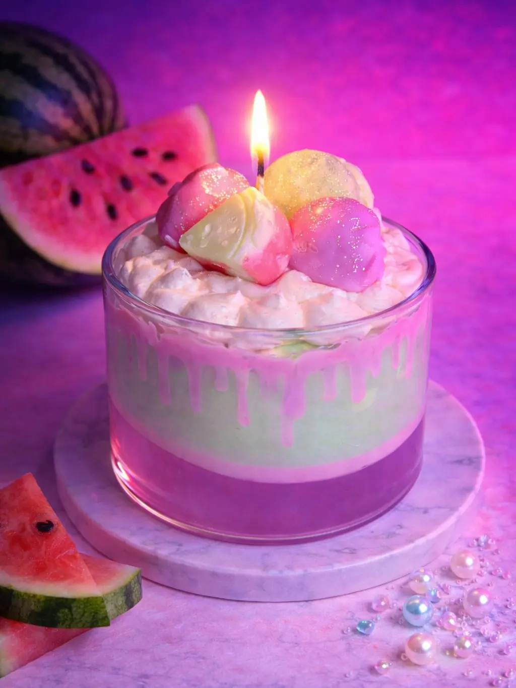 Kay-May's Signature Soy Wax Watermelon Candle - Glass-Bodied Aroma Light, Home Decor Freshener