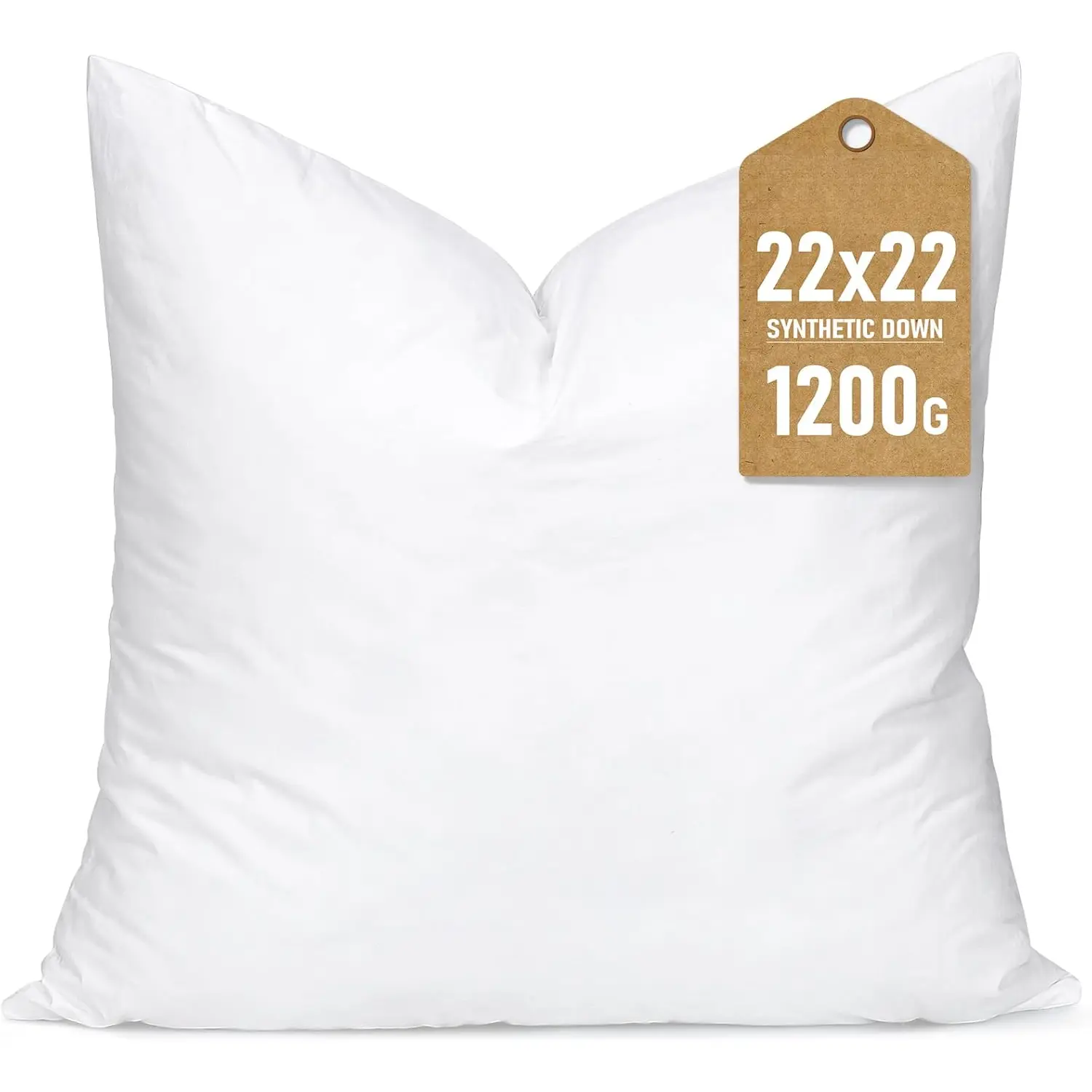 Synthetic Down Pillow Insert, 22x22 Down Alternative Throw Pillow Insert. Ultra Soft Fluffy Sleeping Pillow with  Cotton Cover, Decorative Pillows-White.