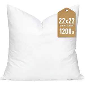 Synthetic Down Pillow Insert, 22x22 Down Alternative Throw Pillow Insert. Ultra Soft Fluffy Sleeping Pillow with  Cotton Cover, Decorative Pillows-White.