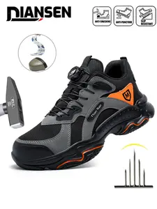 Steel Toe Shoes for men Work Safety Industrial Protective Rotary Buckle Work Shoes for Construction Comfortable Lightweight Warehouse Factory Outdoor work Low top or mid top New Fashion High quality texture Advanced color scheme Steel Toe Footwear