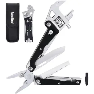 W4 Ratchet Wrench Multitool, 11-IN-1 Foldable EDC Tool with Pliers, Knife Saw and Screwdriver Tool for Camping, DIY, and Gifts for Him Ergonomic Grip