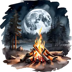 DTF Transfer – Camp Fire Moon Multi Sizes MN_SC001