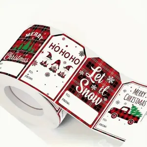 Self-Adhesive Holiday Gift Tags Roll, 200 Labels for Christmas Presents, Craft Supplies, Adhesive Stickers for Packaging, Decorative Sticker