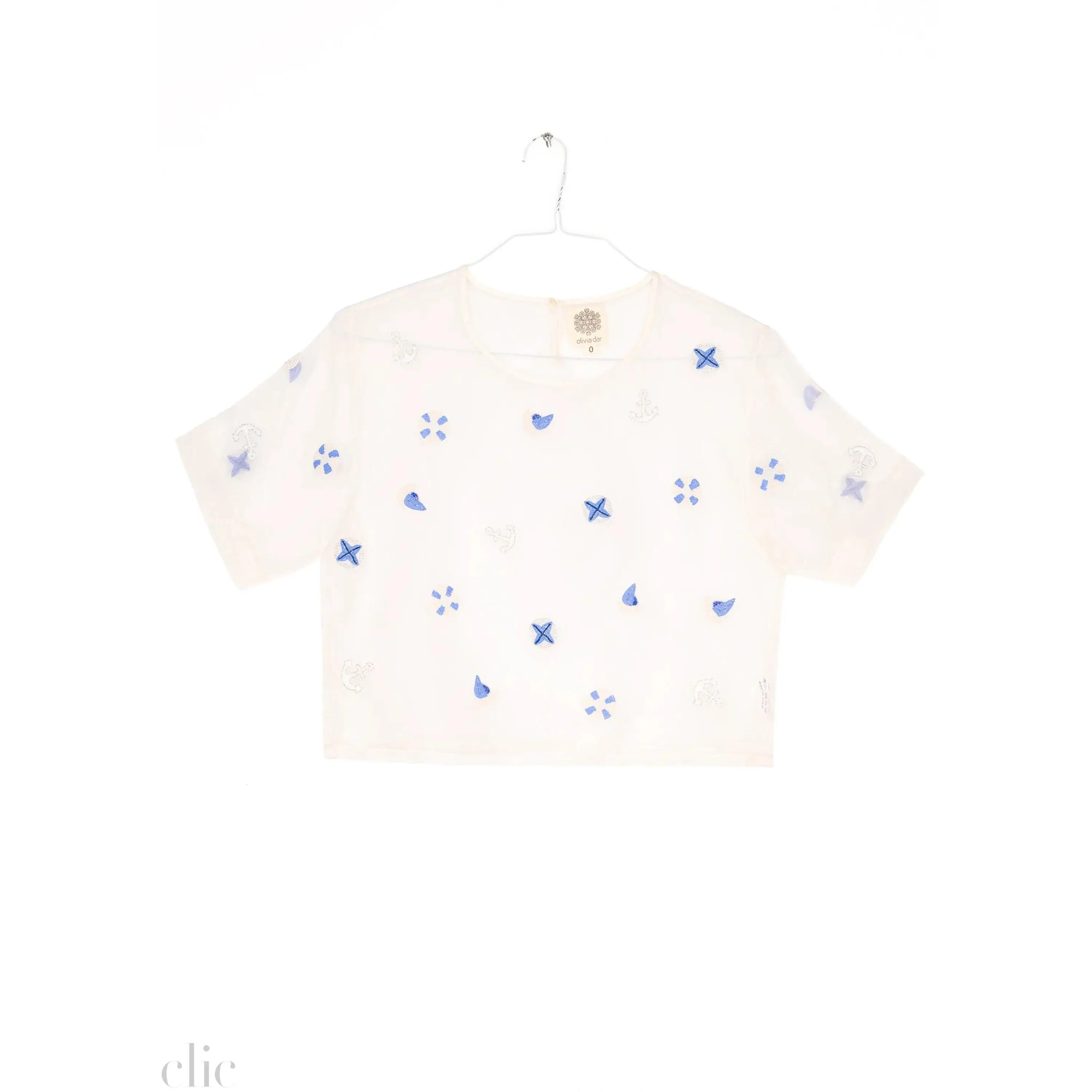 ORGANZA TOP NAUTICAL NAUT BLU