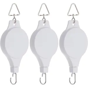 Hardware tools 3 Pack Plant Pulley Retractable Hanger, Easy Reach Plant Pulley Adjustable Height Wheel for Hanging Plants Heavy Duty, Indoor Outdoor Plant Hanger for Garden Baskets Pots & Birds Feeder - White