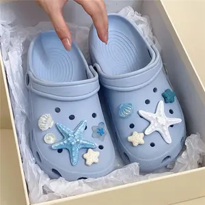 9pcs Shoe Charm Starfish Shell Cave Shoe Buckle DIY Accessories Button Shoe decoration Footwear Bedroom
