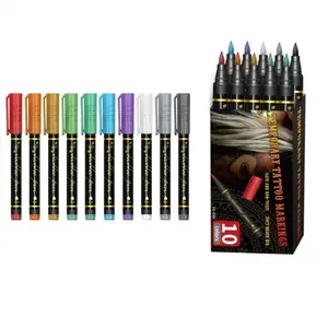 Temporary Tattoo Marker Set, Safe Non-Toxic Skin Paint Pens, Suitable for Adults Kids Makeup Artists Party Lovers, Custom DIY Tattoos