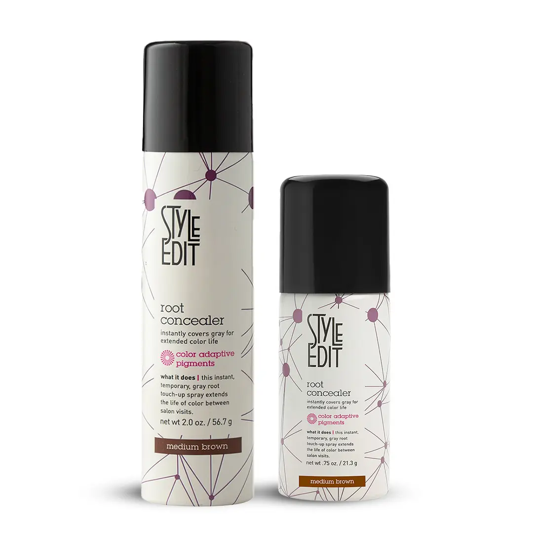 Style Edit Root Concealer Spray + Travel Size Root Concealer Spray Brunette Beauty Collection 2.75 oz Lightweight Radiant Finish Radiant Hydrating Makeup Skin Tint Topical Cosmetic