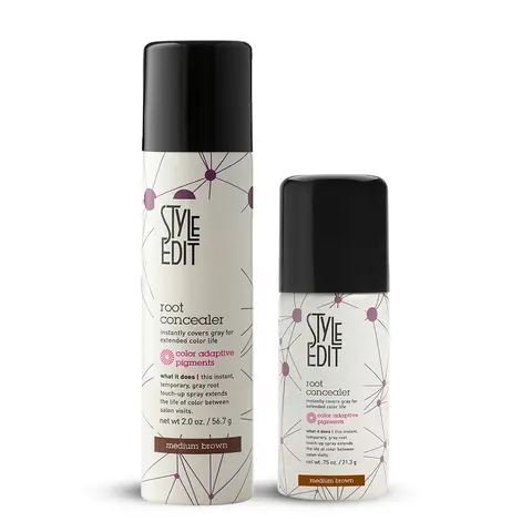 Style Edit Full Size and Travel Size Root Concealer Sprays | – Instant Gray Root Concealer for Hairline, Temples, and Part – Lightweight, No-Residue Root Coverage – Made in the USA - Salon Quality temporary hair dye