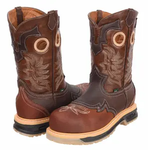 MEN'S RANCH FORCE 1035 WORK BOOTS STEEL TOE FULL GRAIN LEATHER ROUND TOE