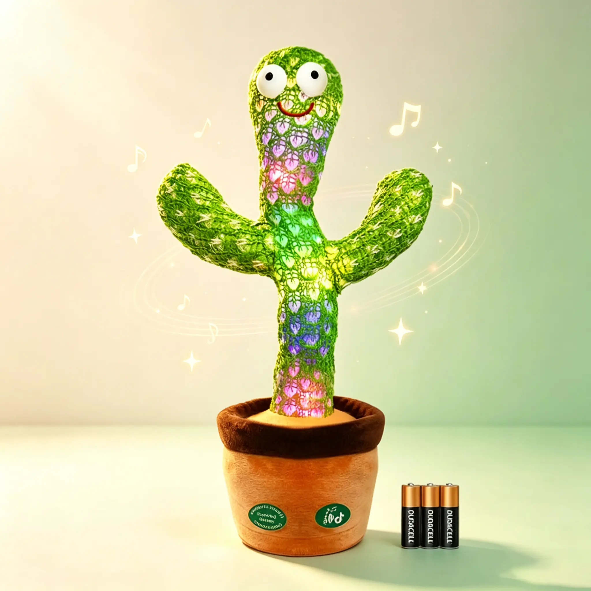 Ava Lalagaga Cute Electronic Rattle Sensory Soft Dancing Talking Cactus Doll Toy for Infants - 120 Songs, Sound Recording, Adjustable Volume, Maracas, Toddler Sound Machine, Baby Gifts