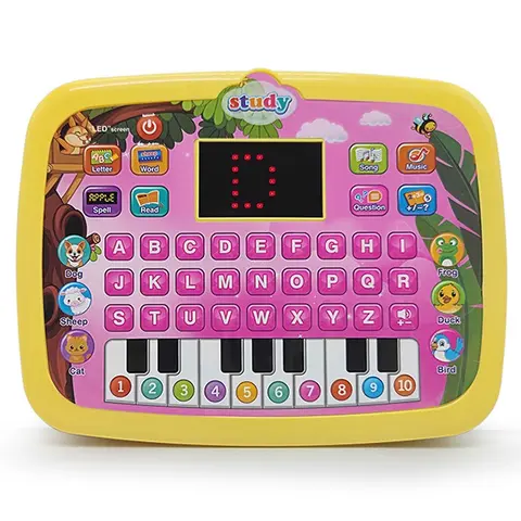 Portable Kids Learning Entertainment Tablet for Toddlers 3+, Interactive Screen Pad - Educational Tool with 2 Music Modes, Piano, Numbers & ABC Games, Spelling, Words, Animals & Nature - Cool Gifts for Kids (Requires 3*AA Batteries, Not Included)