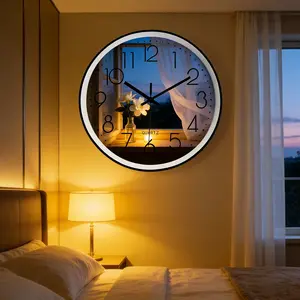 Trendy Window View Wall Clock, Creative Floral Design, Silent Precise Timing, Living Room Bedroom Study Decorative Watch