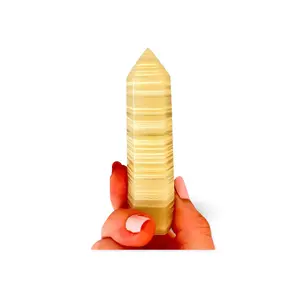 Jade Stone Tower - Lime Green Natural Decor for Balance, 3-4 Inches