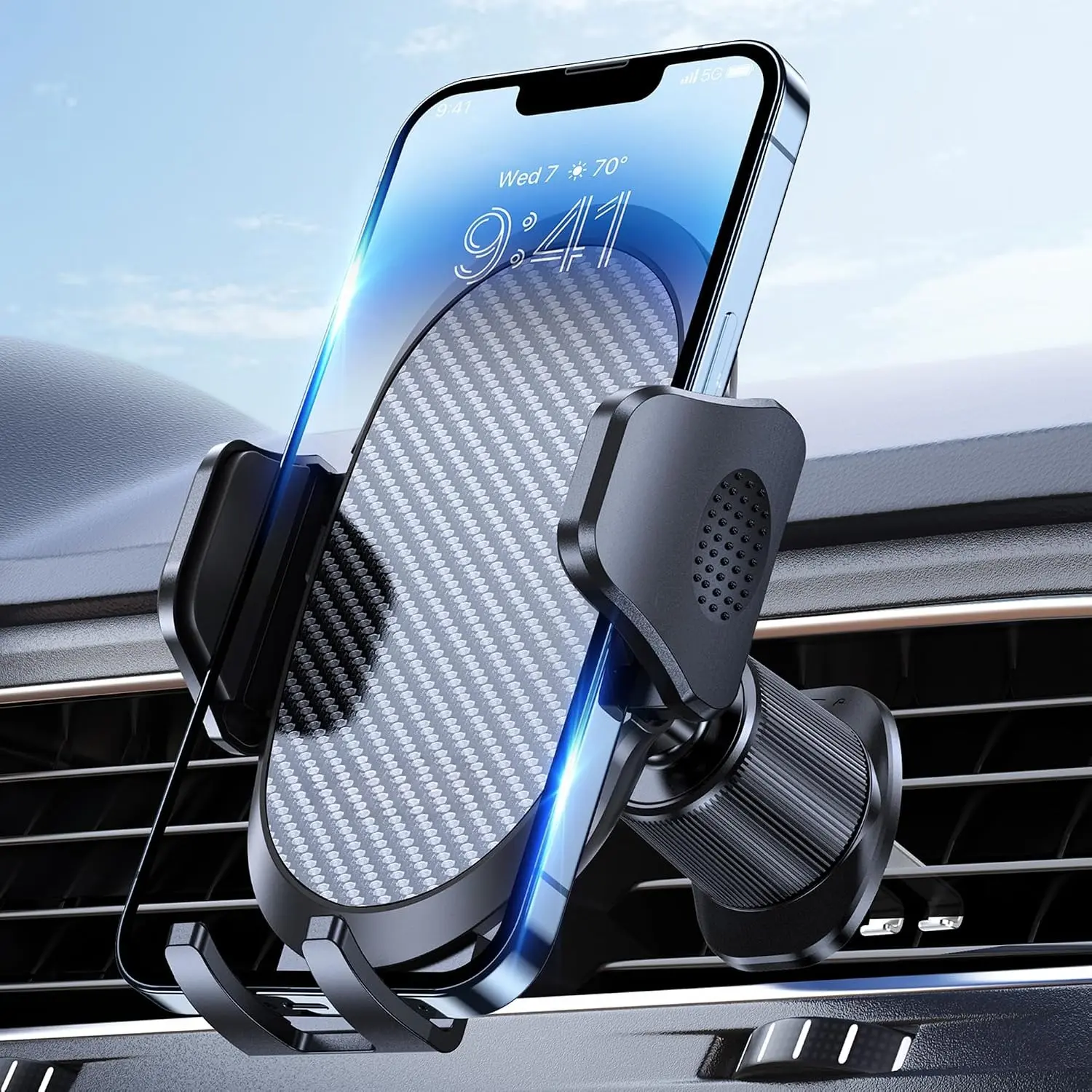 DIBMS Phone Holders for Your Car with Metal Hook Clip, Air Vent Cell Phone Stand Car Mount, Universal Automobile Cradle Fit for iPhone Android and All Smartphones, Dark Black