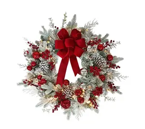 Puleo International 26" Pre-Lit Decorated Artificial Wreath