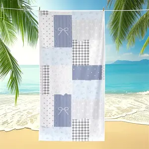 Fresh floral patchwork striped pattern fashionable printed large beach mat, suitable for outdoor, beach and travel, a must-have for trendy home and beach