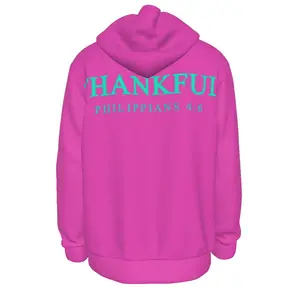 HOT PINK THANKFUL PHILIPPIANS 4:6 Thicken Pullover Hoodie