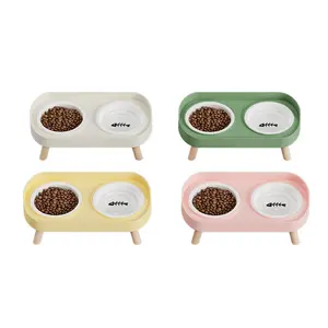 Stainless Steel Dual Bowl Pet Feeder and Water Dispenser, Non-Slip, Easy Clean, Detachable Bowls, Durable Plastic Base, Multiple Colors Available