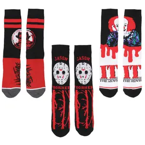 Horror Movie Friday The 13th A Nightmare On Elm Street IT Halloween Crew Socks Size 8-12