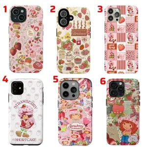 Strawberry Shortcake Collection Tough Phone Case Cute Summer Trendy Aesthetic Protective Cover For iPhone 11-17 Pro Max/Plus & Samsung Galaxy S23-S25