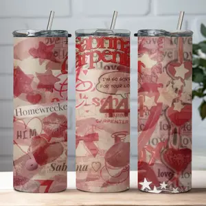 20oz Sabrina Stainless Steel Tumbler Water Bottle Espresso Short n Sweet Cup with Silicone Bottom, Metal Straw and Straw Cleaner - Drinkware, Lightweight skinny tumbler