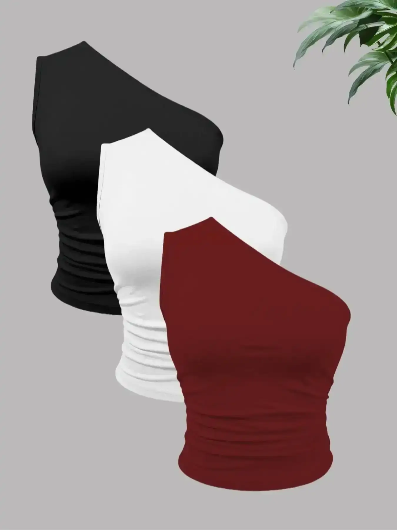 Women's Solid Ruched Asymmetrical Neck Tank Top, Casual Sleeveless Top for Fall & Winter, Ladies Clothes for Daily Wear, Womenswear, Simple Style, Casual Chic, Trendy Look, Must Have Item, Modern Classic, Easy Styling