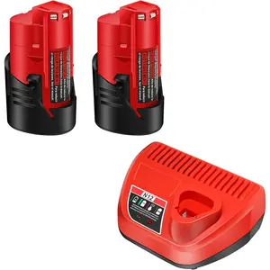 2 Packs 3Ah 12V  and Charger, Compatible with  12V Cordless Tools- Supplied 48-11-2411 48-11-2420 48-11-2401 and 1*N12  Charger