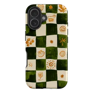 Afternoon Mezze Phone Case Breezy Beachside Soft Green and Cream Checkerboard Seaside Phone Case Phone Cover Hard Cases Magnetic Phone Case Magnetic Phone Grip