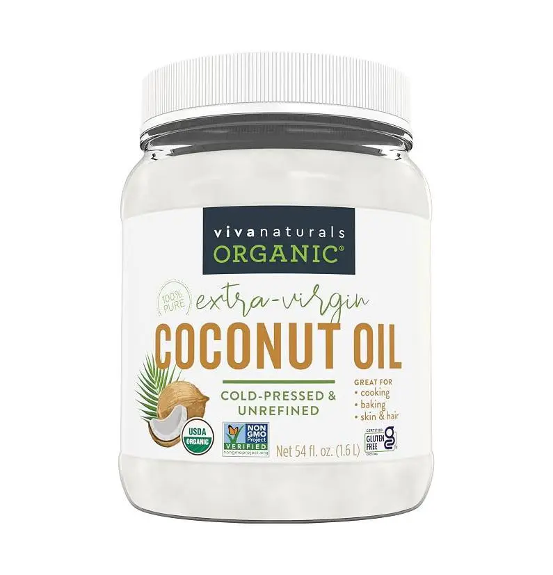 Viva Naturals Organic Extra-Virgin Coconut Oil - Unrefined and Cold-Pressed, Natural Hair Oil, Skin Oil and Cooking Oil with Fresh Flavor, Non-GMO Coconut Oil (Aceite de Coco), USDA Organic