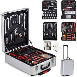 【Summervibes】Ubesgoo 799pcs Aluminum Trolley Case Tool Set, Complete Tool Box Set with Rolling Tool Box, Household Hand Tools Kit Portable