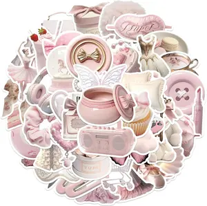 50PCS Vintage Coquette Aesthetic Stickers, Gentle Ballet Style Graffiti Sticker, Valentine Day Stickers for Girl Water Bottles Laptop Pink Decal for Phone Cases, Coquette Room Decor Vintage